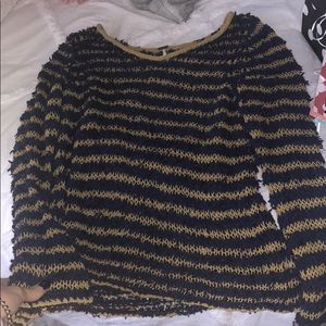 Free people sweater! Blue and mustard